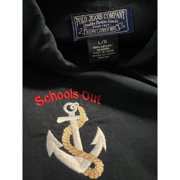 VTG Polo Ralph Lauren "Schools Out" Men Shirt Size L Embroidered Anchor Nautical - Picture 2 of 7